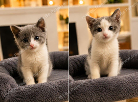 Gorgeous Blue & White British Shorthair Cross Siblings