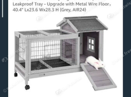 BRAND NEW BOXED Rabbit Hutch on Wheels, Deep Leakproof Tray - L40.4"x23.6Wx28.3H
