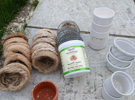 British bird wire nests and liners, porcelain feeders and half tub of hand rearing food