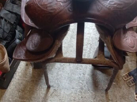 Leather brown Western saddle