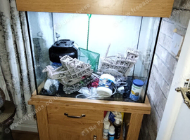 Fish Tank 2ftx15"x 2ft with Cabinet with external pump and more