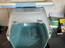 Xl puppy carrier case and portable training toilet