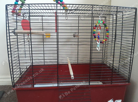 BUDGIE CAGE WITH TOYS AND FOOD