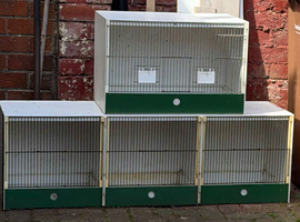 Treble canary/ finch breeding cage and one single breeding cage pull out trays for easy cleaning made by JH Holland