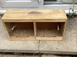 Double wood bird carrying cage