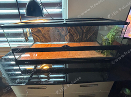 Exo Terra terrarium 90x45x30 Reptile Tank With Heat Lamp and bag of accessories