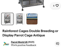 Rainforest Cages Double Breeding or Display Parrot Cage Antique