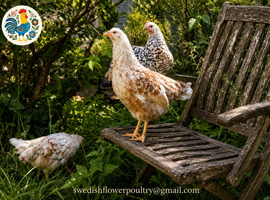 SWEDISH FLOWER HENS - RARE BREED - LAYING - 6 MONTHS OLD
