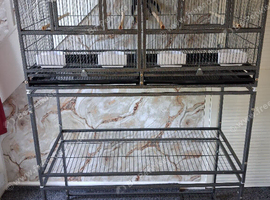 Bird cage, double breeder and stand