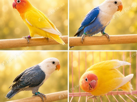 BLUE SLATE DD BLUE, DECINO LUTINO, DARK BLUE OPALINE LOVEBIRDS