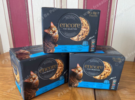 Premium wet cat food (Encore) fish selection in jely (72 x 50g pouches)