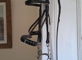 Brand new English Leather Show Hunter Bridle FS with Plait Leather reins