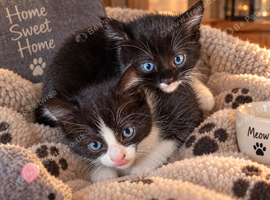 Beautiful Litter Of Black And White Kittens