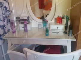 White dressing table with chair and mirror