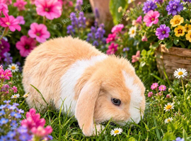 Beautiful Blonde & White Blue-Eyed Holland Lop / Mini Lop Doe &ndash; 11 Weeks Old