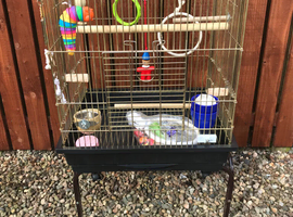 Parakeet cage with stand little used with accessories