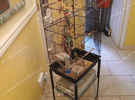 Large Floor Mounted Wheeled Birdcage.