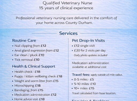 Mobile Veterinary Nursing Service covering County Durham