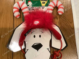 Plush puppies flashing candy cane headband