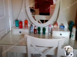 White dressing table with chair and mirror