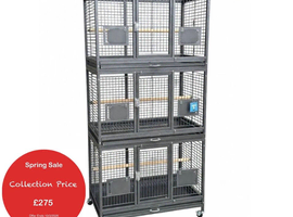 Parrot Supplies Triple Breeding / Display Parrot Cage - Antique