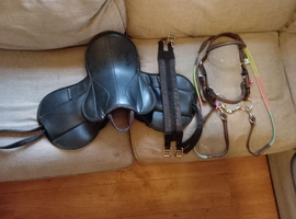 Shetland pony kids saddle, Shetland bridle and Shetland size girth