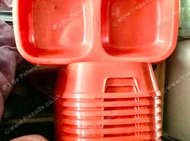 Red plastic dog/cat bowl
