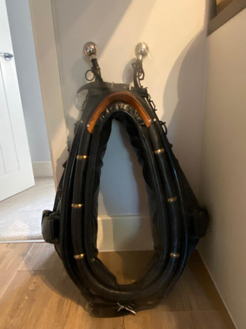 Horse Harness Collar and Hames (25 inch inside length) and harness rack