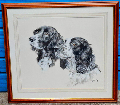 Beautiful painting of 2 spaniels