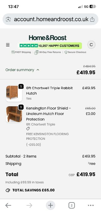 Home & Roost 6 Foot 3 Floor Rabbit Hutch