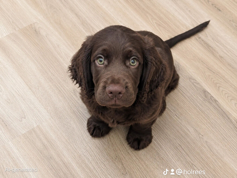 Champion bloodline F1B male chocolate sprocker pup. Ready to leave now