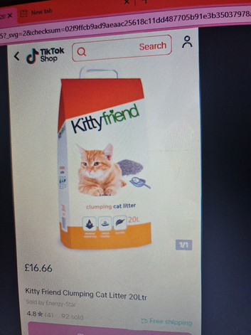 2x20ltr bags of kittyfriend clumping cat litter.
