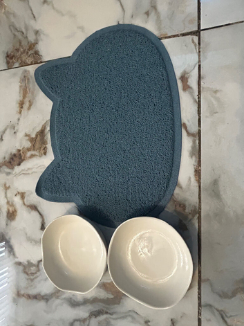 Non slip cat mat and mason cash bowls.
