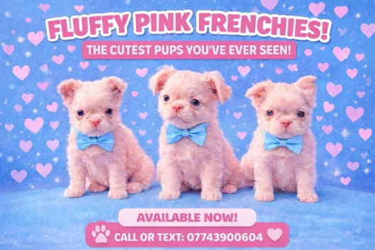 Fluffy Pink frenchie pups