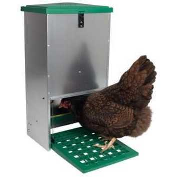Poultry treadle feeders