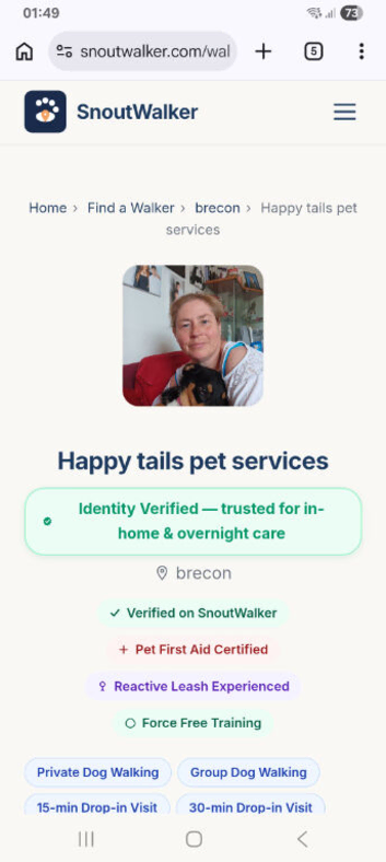 Qualified and experienced dog walker/pet sitter