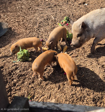 Piglets, juliana mini pigs. Red spotty piglets