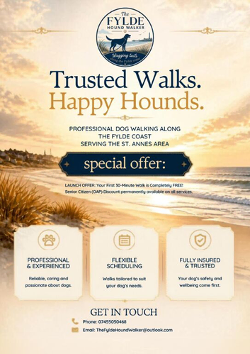 1-on-1 Solo Dog Walker - St Annes Only (Free Trial & OAP Discount)