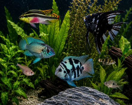 Electric Blue Acara&rsquo;s, Angelfish, Polar Parrots