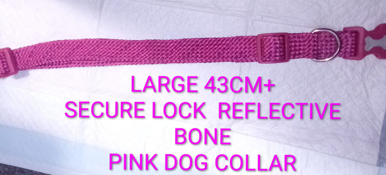 PINK LOCK CLICK FASTENING LARGE DOG COLLAR &pound;4.50