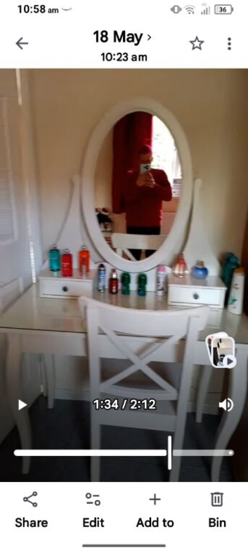 White dressing table with chair and mirror