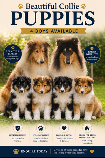 Beautiful rough collie puppies