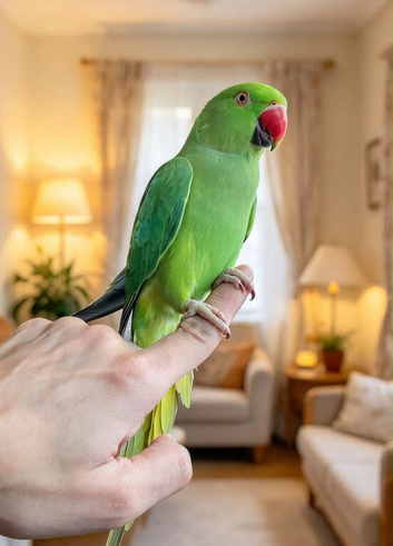 My tamed baby ring neck talking parrot