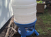 Large-capacity plastic tripod poultry feeder