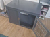 Grey dog wooden crate.