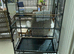 Large bird flight cage, perches and feeder.